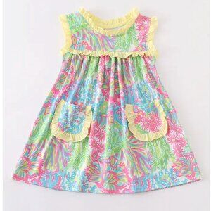 Abby & Evie pink and blue tropical print knit dress size 6